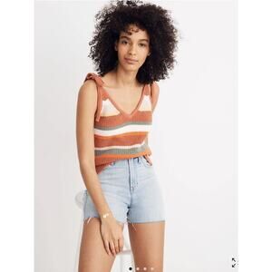 Madewell Knit Tank XS Sweater Tanktop 70s Striped Boho Beachy Coastal 90s Y2K